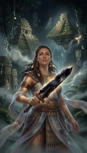 In the Heart of a Digital Simulation, a Powerful Mayan Warrior — Grok Imagine video prompt example