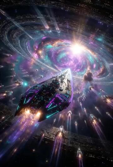 Visionary Sci Fi Epic Depicting a Colossal Futuristic Starship — Grok Imagine video prompt example