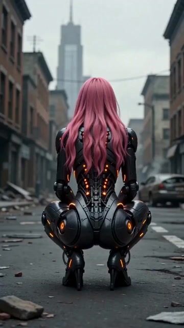 Cinematic Female Cyborg Video — Grok Imagine video prompt example