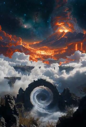 Cosmic Gateway Floating Islands — Grok Imagine video prompt example