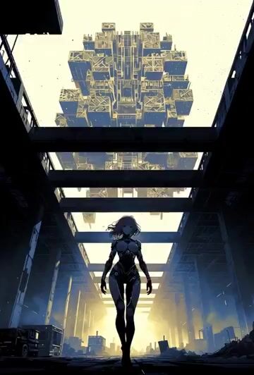 Cyber Suit Anime Warrior — Grok Imagine video prompt example