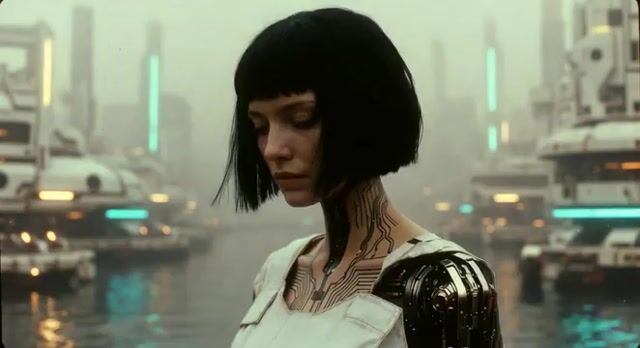Cyberpunk Monologue Character Video — Grok Imagine video prompt example
