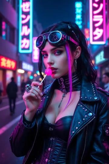 Cyberpunk Simulation Senses Lollipop — Grok Imagine video prompt example
