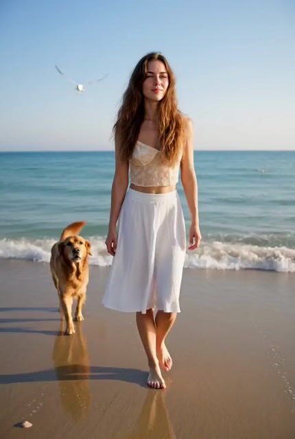 Girl Dog Beach Summer Video — Grok Imagine video prompt example