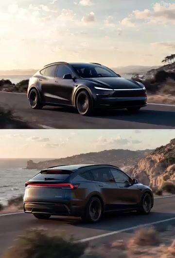 Photorealistic Rendering Of A Tesla Model Y As A Classic European Station Wagon — Grok Imagine video prompt example