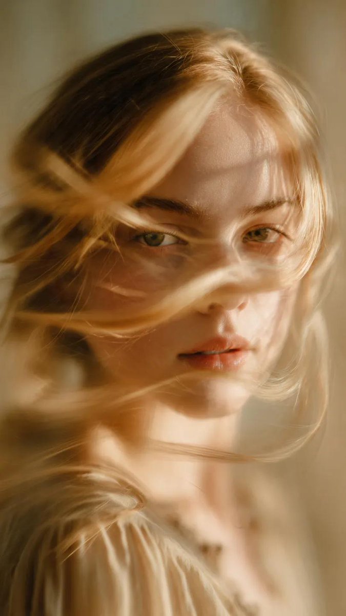 Soft-focus, Cinematic Portrait of a Young Woman with Delicate Facial — Nano Banana Pro image prompt example