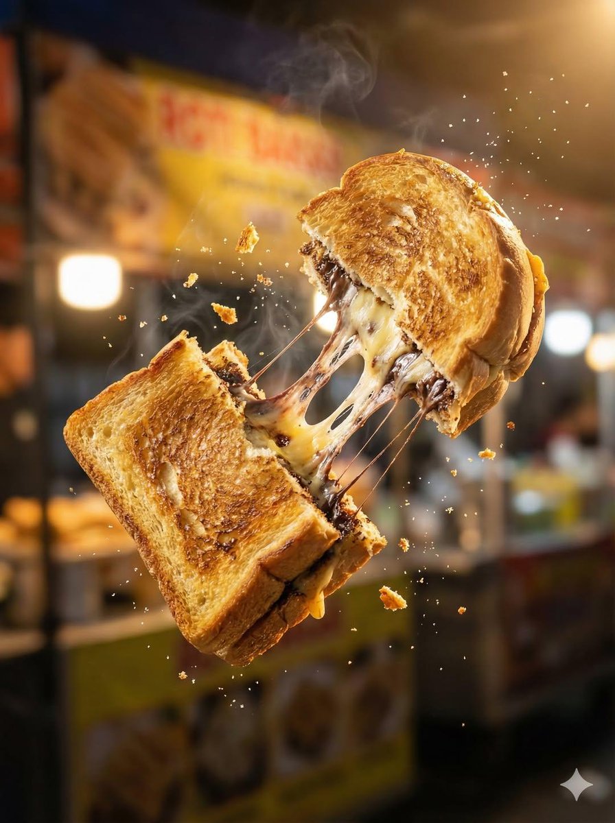 Ultra-realistic Floating Street Food, Crispy Dessert/Snack Split — Nano Banana Pro image prompt example