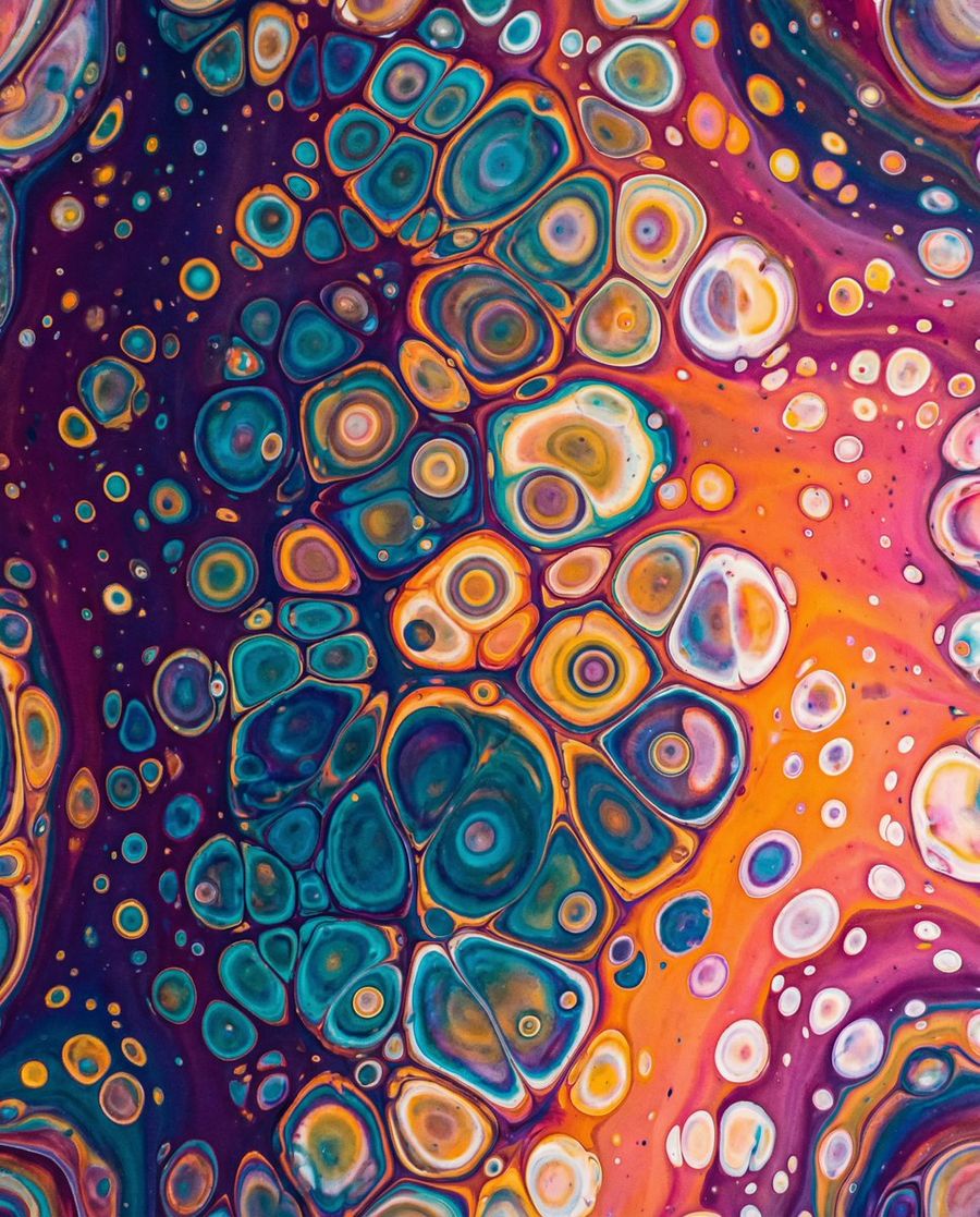 Vibrant, Abstract Close-up of a Fluid Art Pour, Showcasing — Nano Banana Pro image prompt example