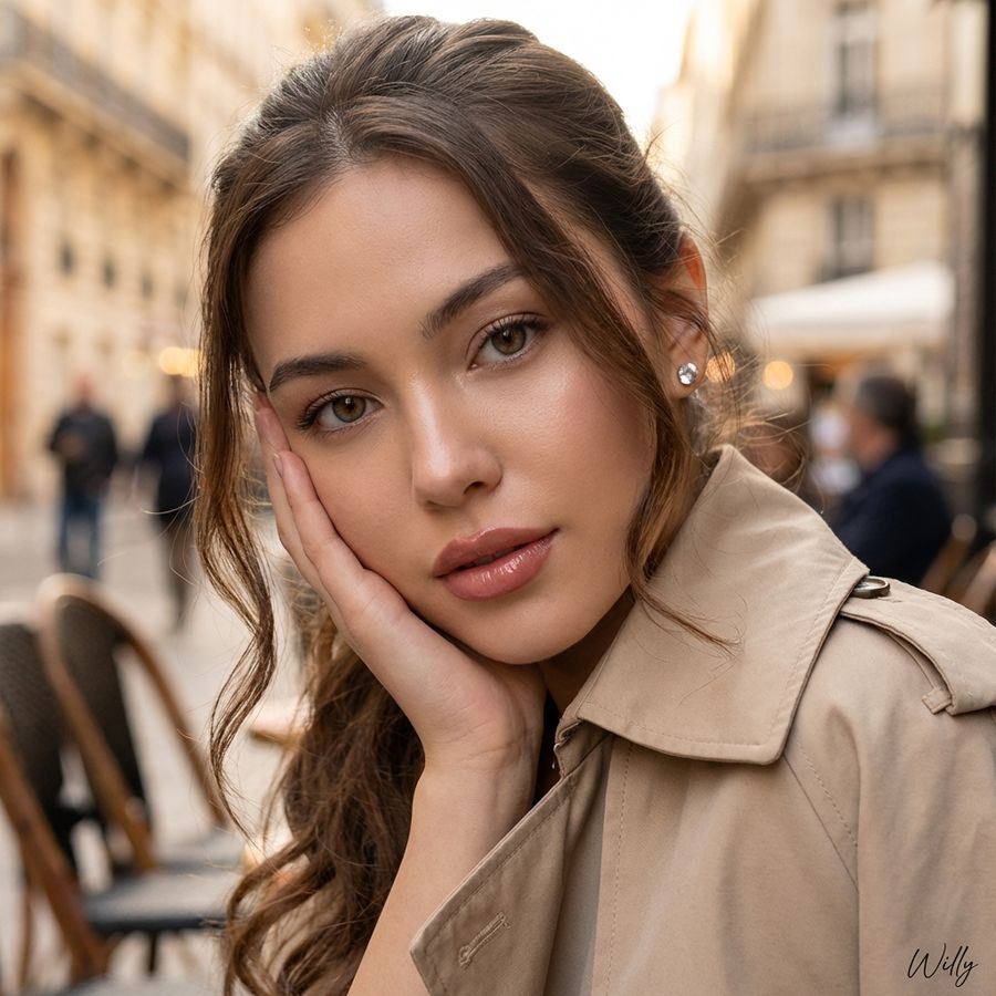 Intimate Close-up Portrait of a Young Eurasian Woman, Early 20S — Nano Banana Pro image prompt example