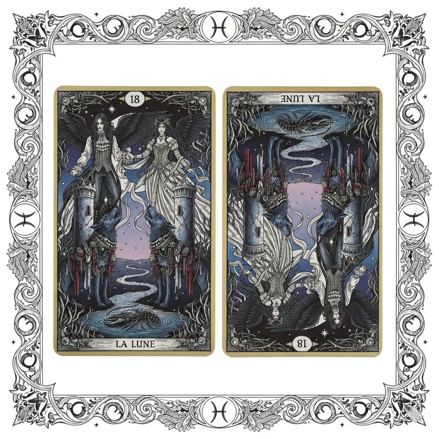 Tarot Card 18 the Moon — Nano Banana Pro image prompt example