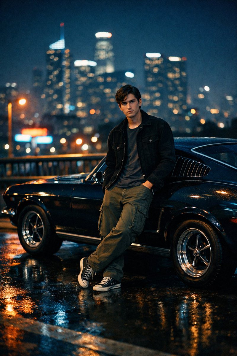 Cinematic Night Photo on a Dimly Lit Urban Overpass with a View — Nano Banana Pro image prompt example