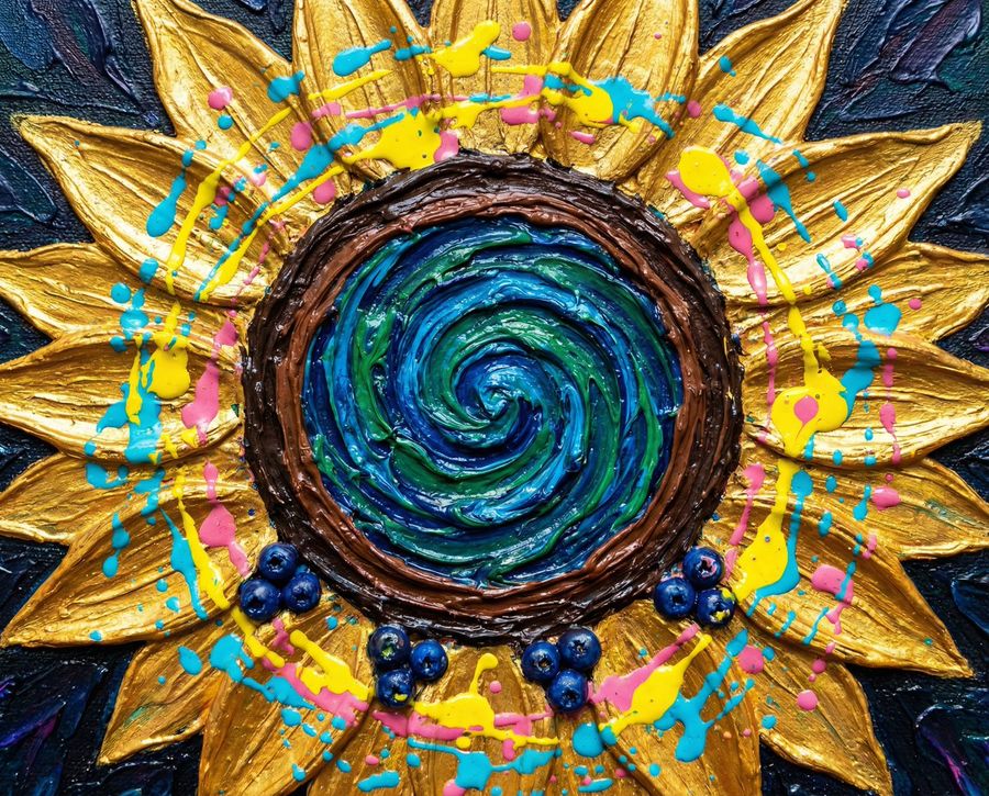 Close-up, Abstract Depiction of a Sunflower Against a Dark Background — Nano Banana Pro image prompt example