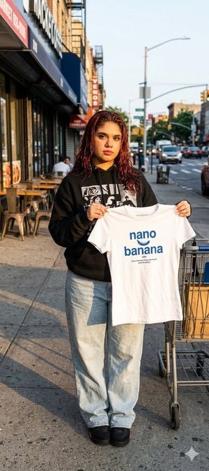 Female Model Standing on a City Street During Golden Hour — Nano Banana Pro image prompt example