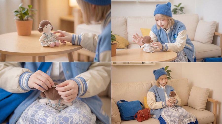 Cinematic Video of a Girl Playing with a Doll, Depicted in Soft — Nano Banana Pro image prompt example