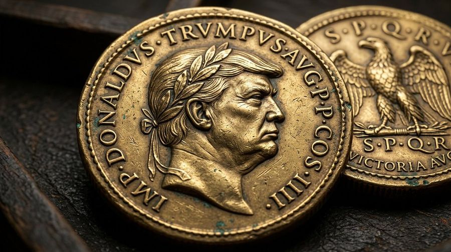 Hyperrealistic Close-up of an Ancient Roman Empire Style Coin, Large — Nano Banana Pro image prompt example