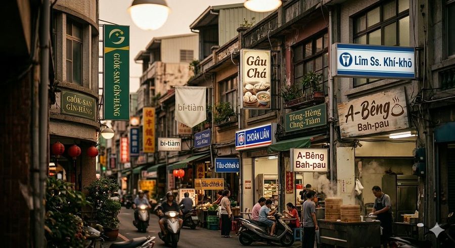 Taiwan Streetscape Where All of the Signs Have Been Replaced — Nano Banana Pro image prompt example