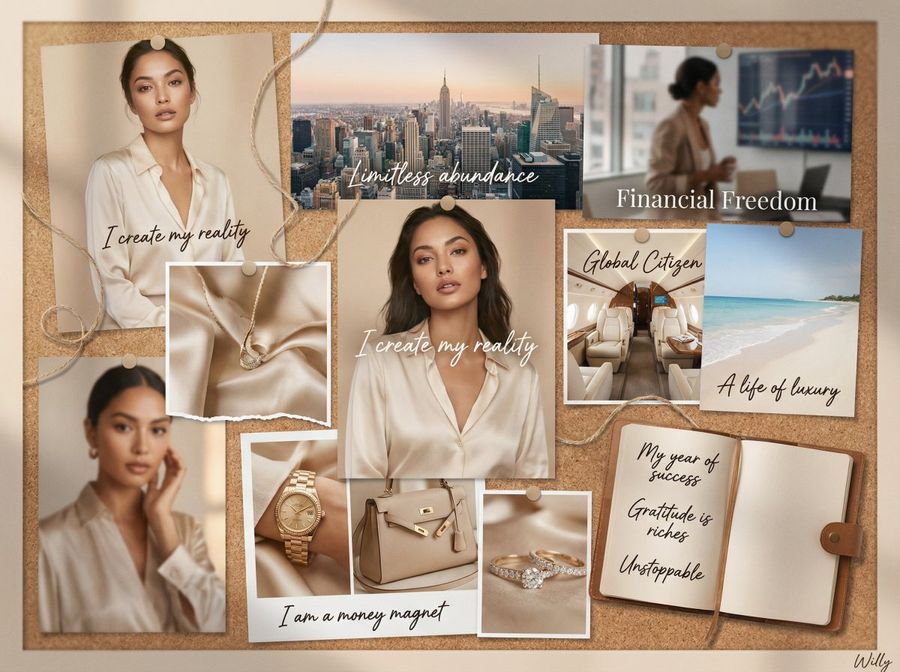 Captivating 2026 Vision Board Collage, Embodying Feminine Empowerment — Nano Banana Pro image prompt example