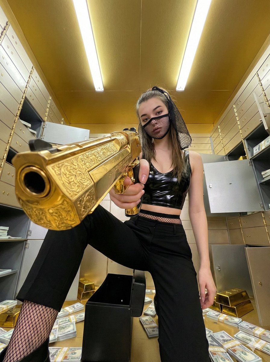 Dynamic Perspective Where the Pistol Barrel Dominates the Foreground — Nano Banana Pro image prompt example