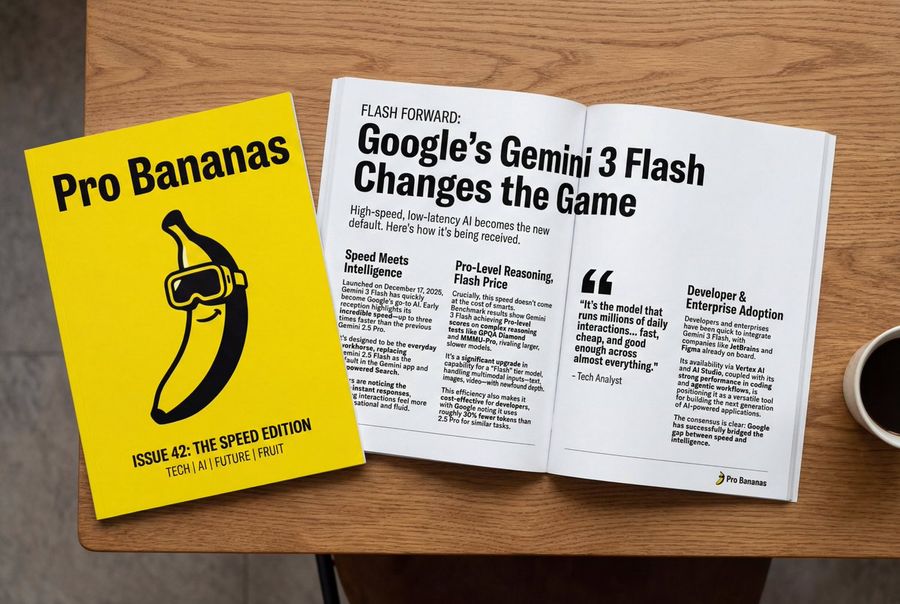 Use Search to Find How the Gemini 3 Flash Launch Has Been Received — Nano Banana Pro image prompt example