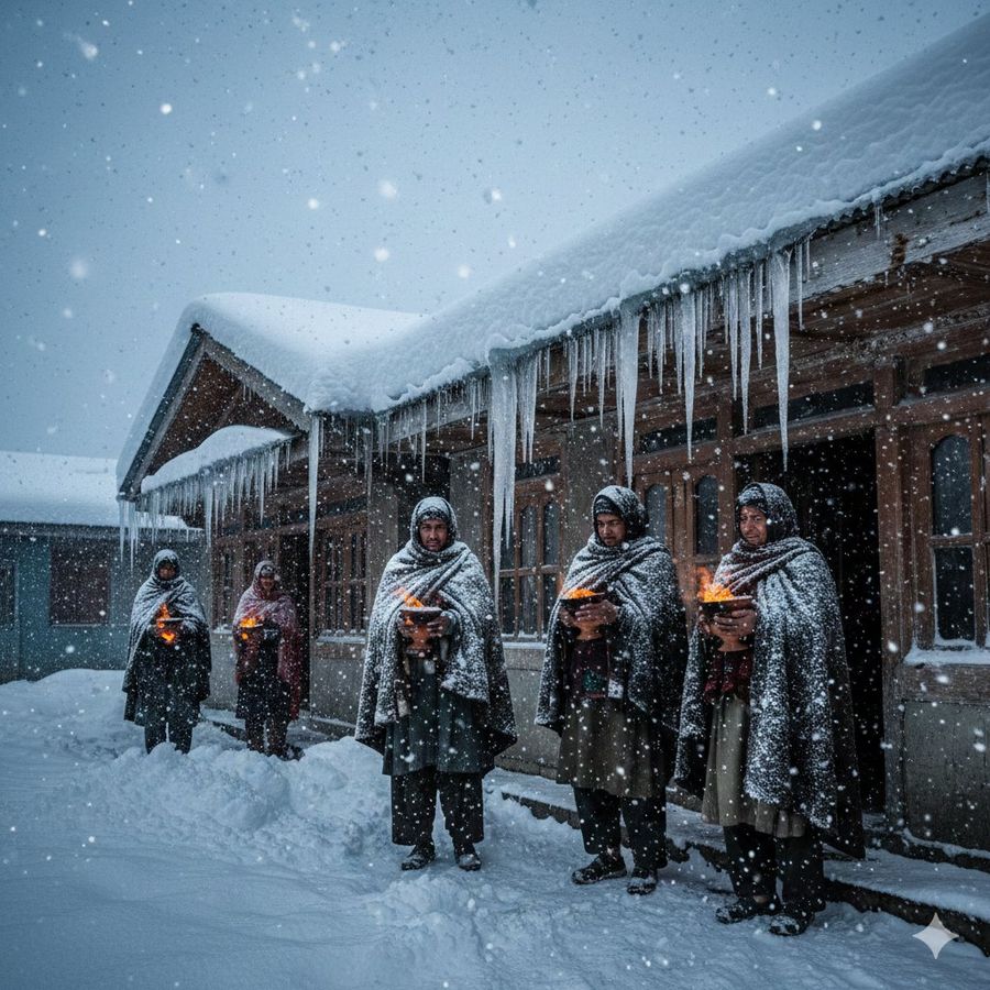 Cinematic, Ultra-realistic Winter Scene in Kashmir During Chillai — Nano Banana Pro image prompt example