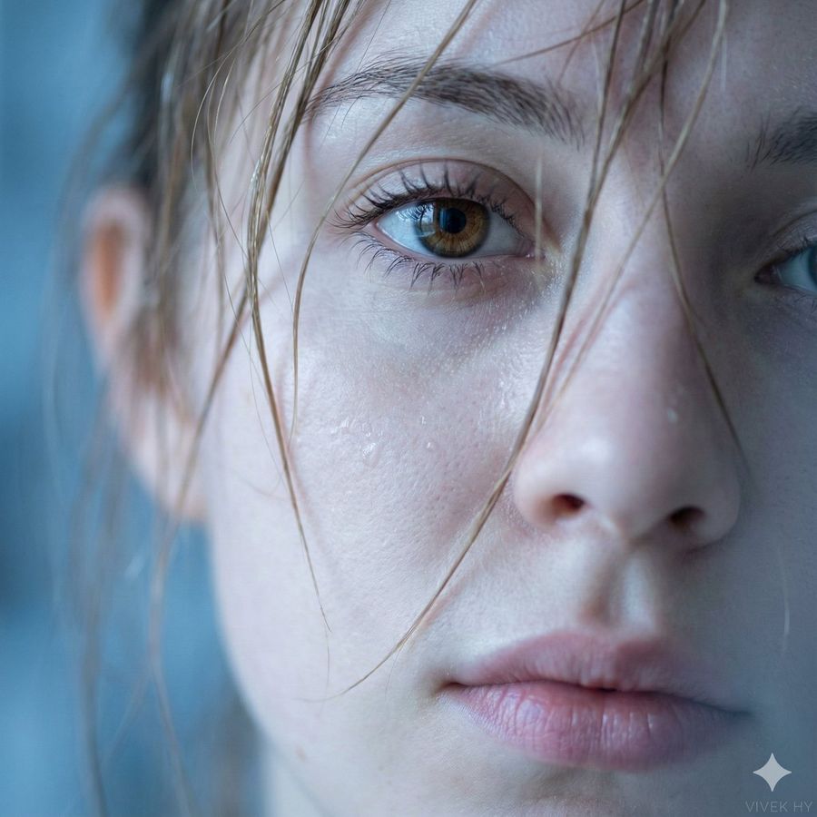 Extreme Close-up Macro Portrait of a Young Woman's Face, Partial View — Nano Banana Pro image prompt example