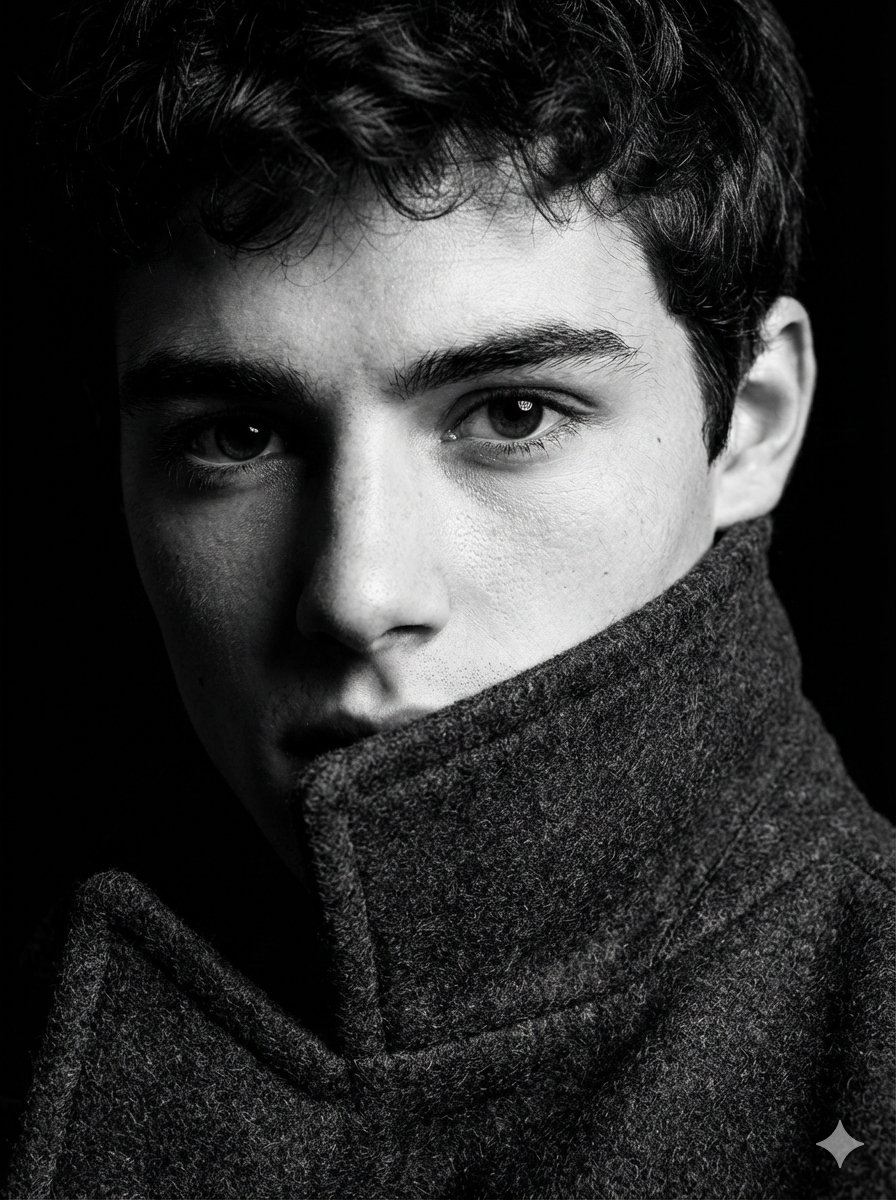 Extreme Close-up Black and White Portrait of a Man with Intense Eye — Nano Banana Pro image prompt example