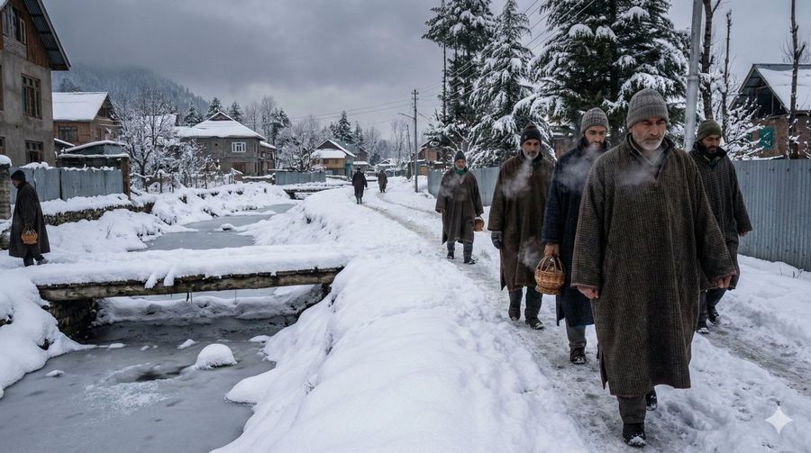 8K Ultra-realistic Cinematic Scene of Chillai Kalan in Kashmir (21 — Nano Banana Pro image prompt example