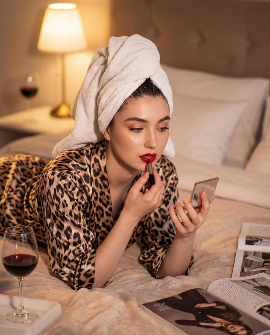 Hair Fully Wrapped in a White Towel Turban — Nano Banana Pro image prompt example