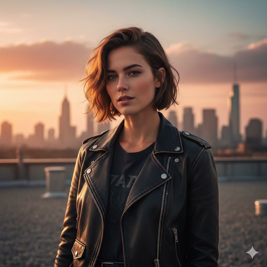 Hyper-realistic Cinematic Portrait of a Female in Urban Adventure — Nano Banana Pro image prompt example