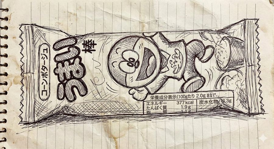 Please Generate an Image of Umaibo Drawn with a Ballpoint Pen — Nano Banana Pro image prompt example