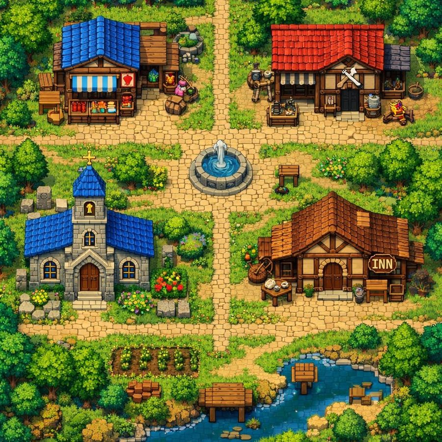 2d Pixel Art Village Map Prompt Chatgpt — Nano Banana Pro image prompt example