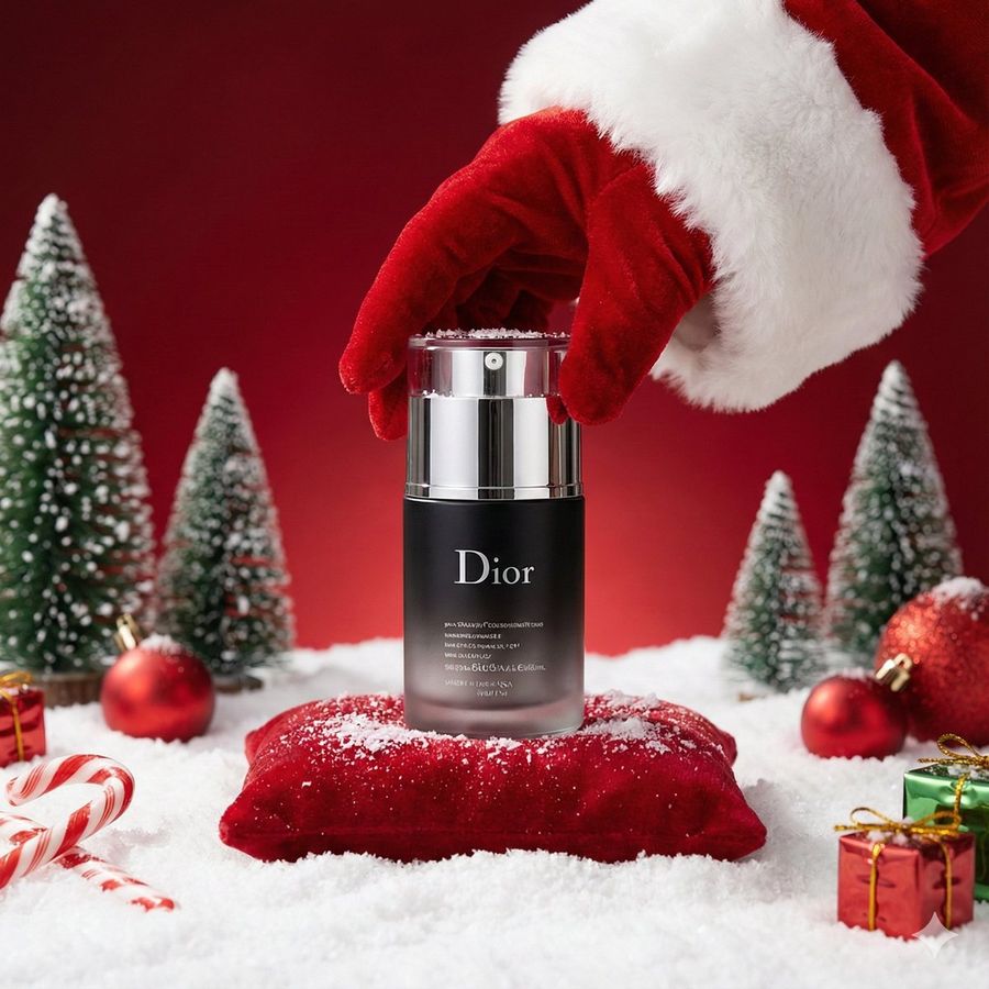 Luxury Christmas-themed Product Photoshoot Set in a COZY / STUDIO / — Nano Banana Pro image prompt example