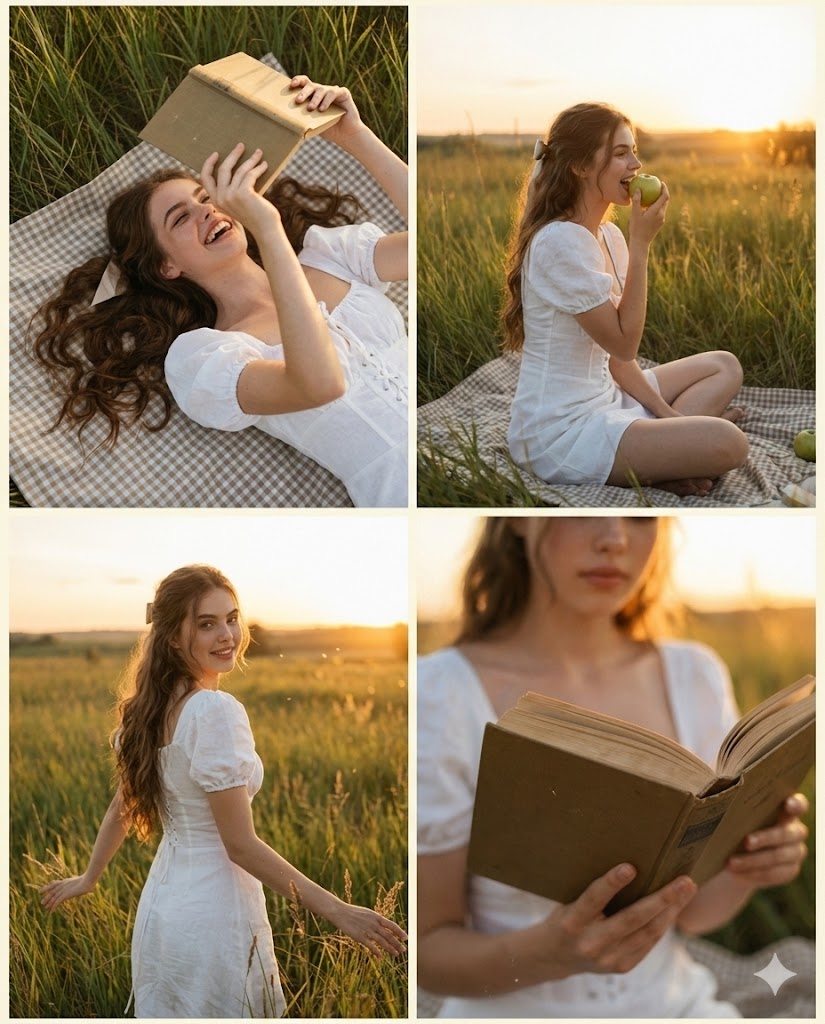 Tall Grass Field During Golden Hour Sunset — Nano Banana Pro image prompt example