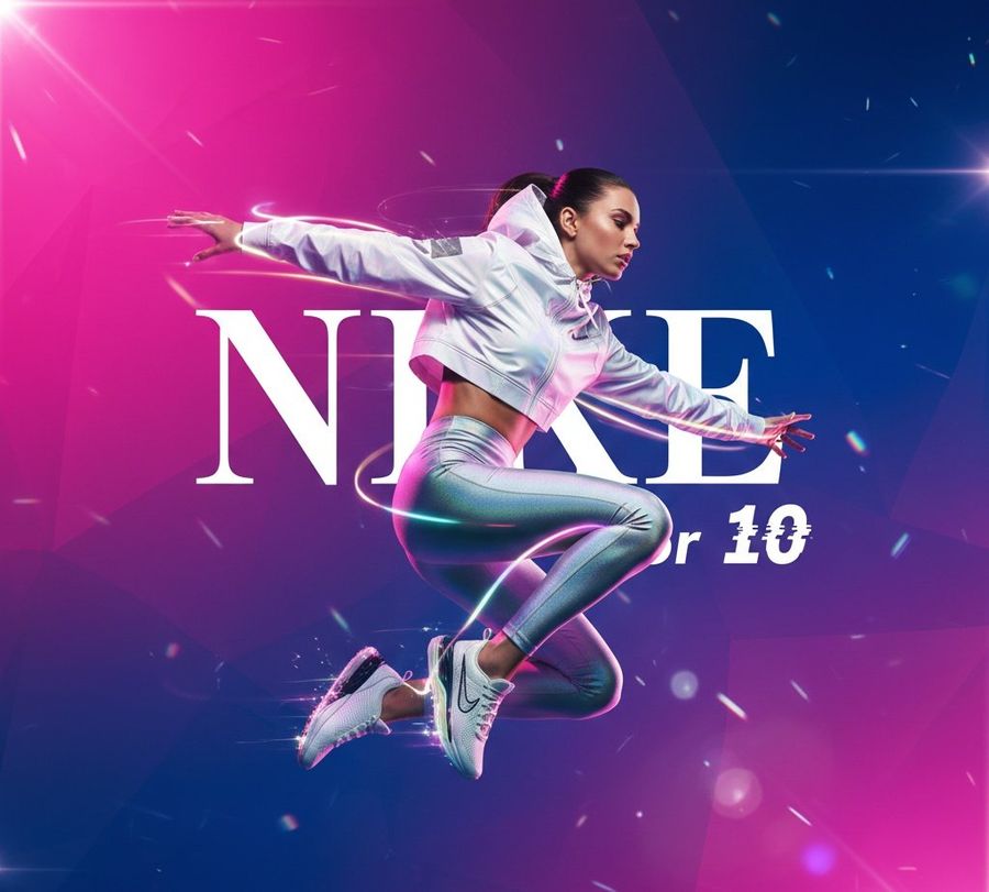 Dynamic Fashion Advertisement for Nike Showing a Hyper-realistic — Nano Banana Pro image prompt example