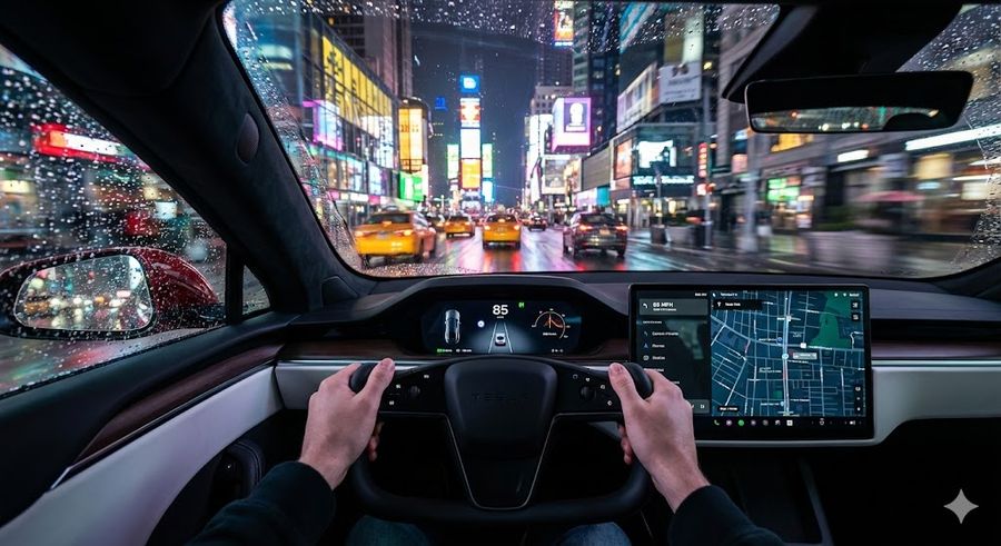 Hyperdetailed, Photorealistic Cinematic Shot from the Driver's — Nano Banana Pro image prompt example
