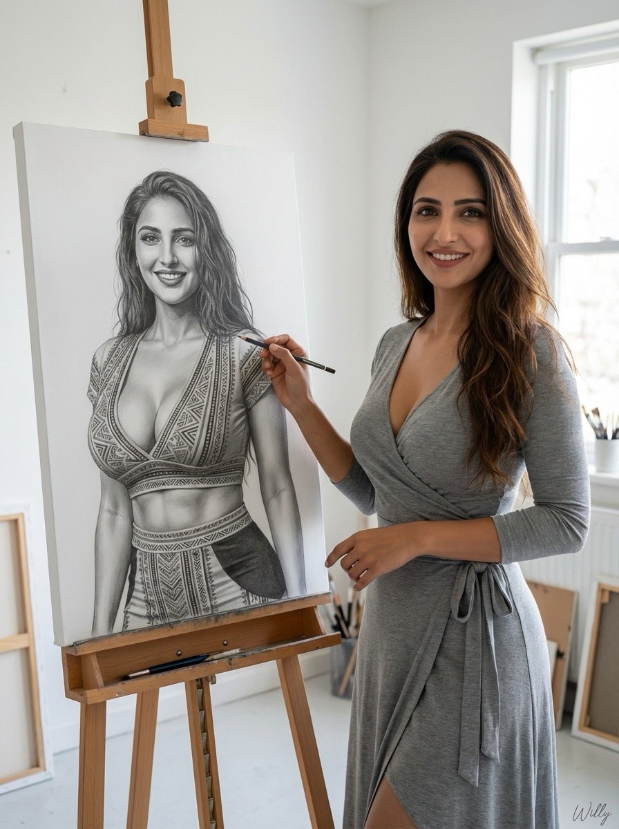 Realistic Photograph Shows a Beautiful Woman with Long Brown Hair — Nano Banana Pro image prompt example