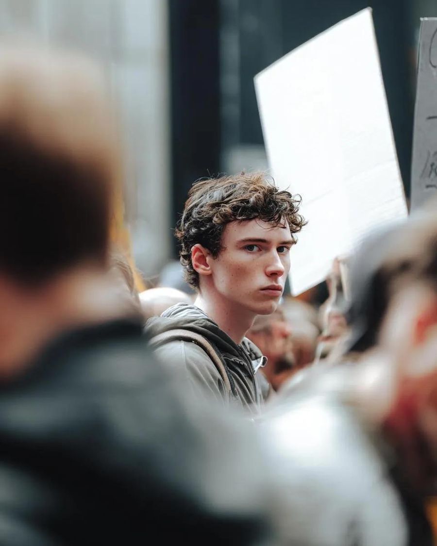 Dense Group of Protesters Surrounding the Subject — Nano Banana Pro image prompt example