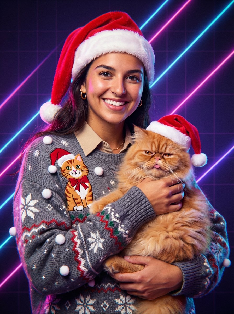 Three Like This: a Photorealistic Vintage 1980S Laser Portrait — Nano Banana Pro image prompt example