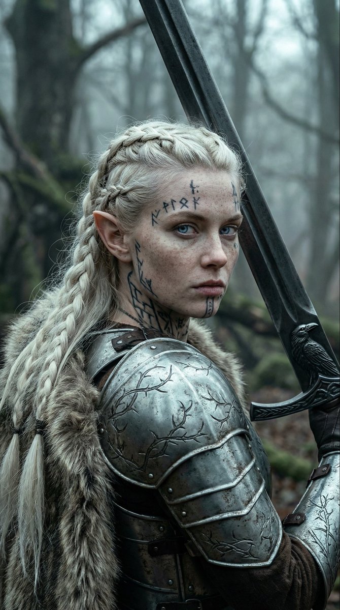 Ultra-detailed Cinematic Portrait of a Fierce Elven Warrior Princess — Nano Banana Pro image prompt example