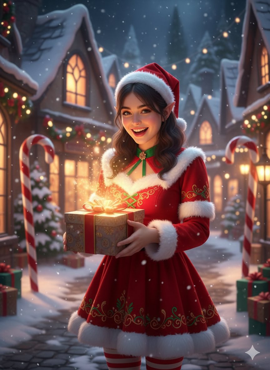 Holding a Gift with Glowing Light — Nano Banana Pro image prompt example