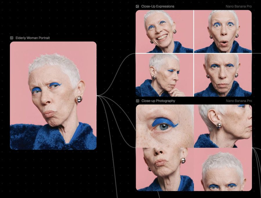 Change Her Facial Expressions, Various Angles of Close Up Shots — Nano Banana Pro image prompt example