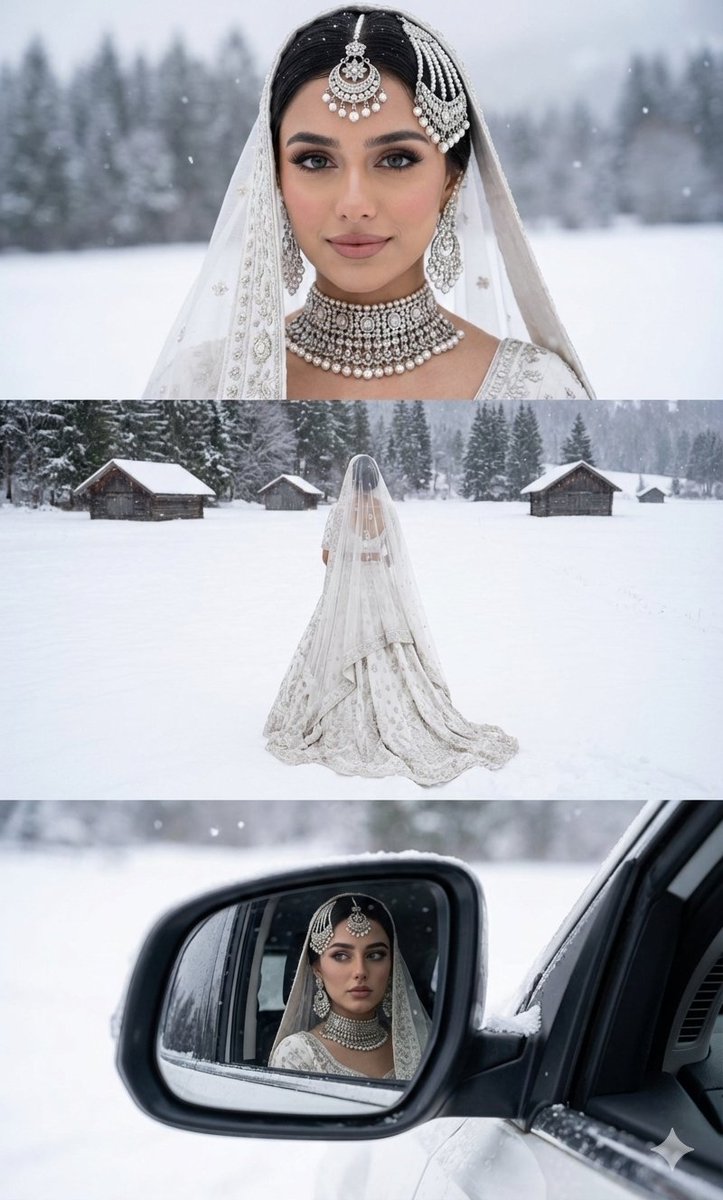 Three-panel Vertical Portrait Collage Featuring a Stunning South — Nano Banana Pro image prompt example