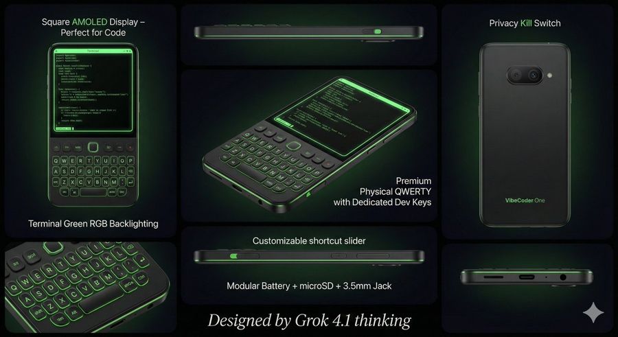 Full Keyboard Phone for a 'Vibe Coder', Output the Nano Banana Pro — Nano Banana Pro image prompt example