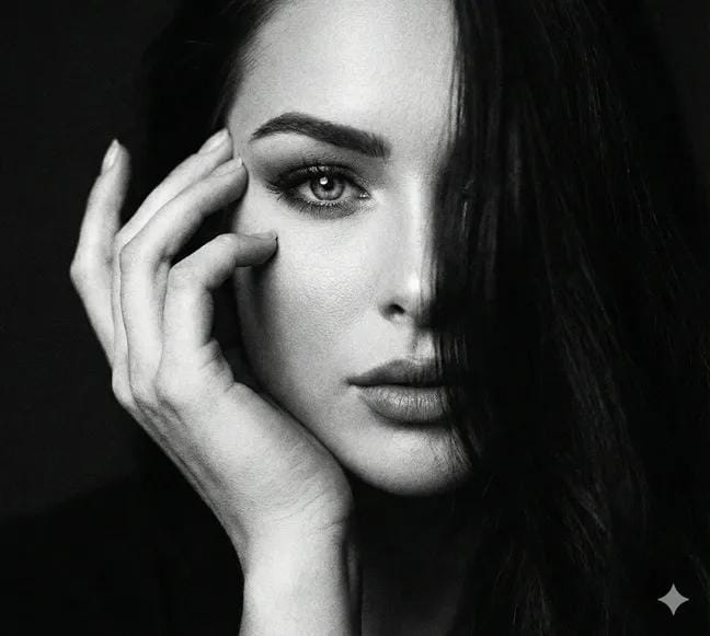 Black-and-white Portrait — Nano Banana Pro image prompt example