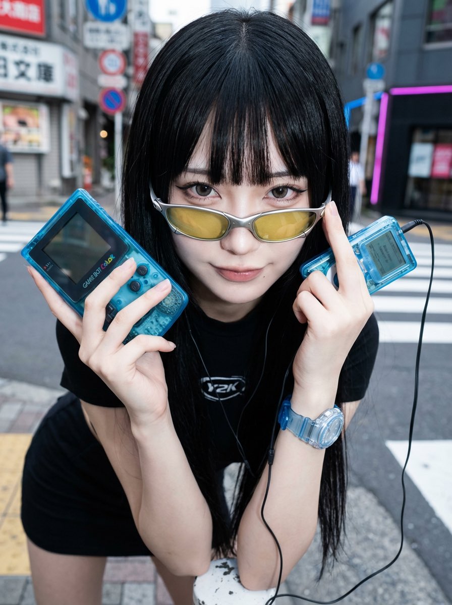 Stunning Y2K-inspired Japanese Fashion Influencer with a Cool — Nano Banana Pro image prompt example