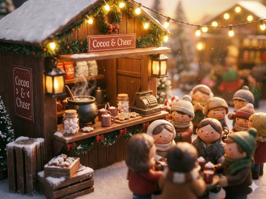 Cozy Miniature Diorama of [ACTIVITY], Tiny Handcrafted Figures — Nano Banana Pro image prompt example
