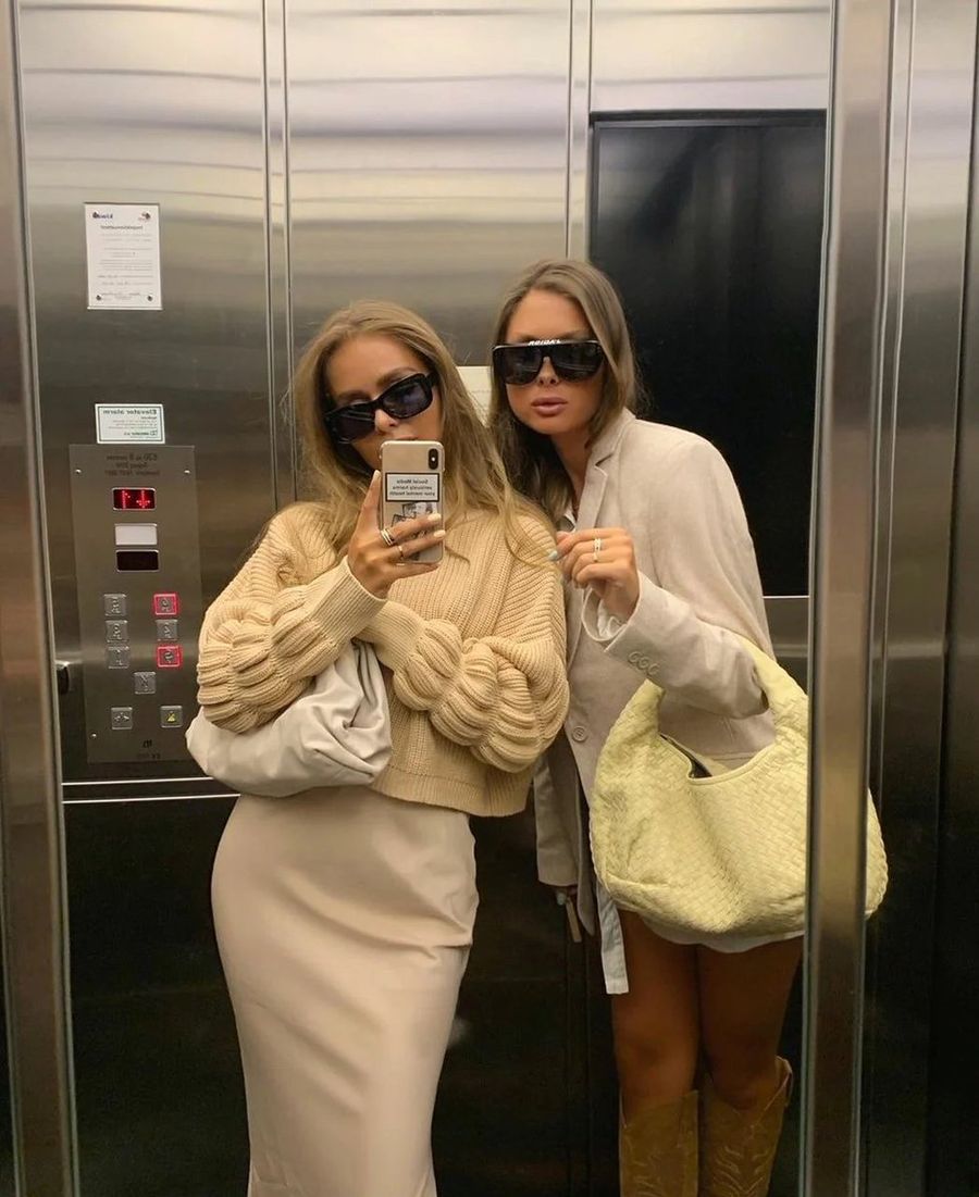 Two Stylish Adult Women Posing Confidently for a Mirror Selfie — Nano Banana Pro image prompt example