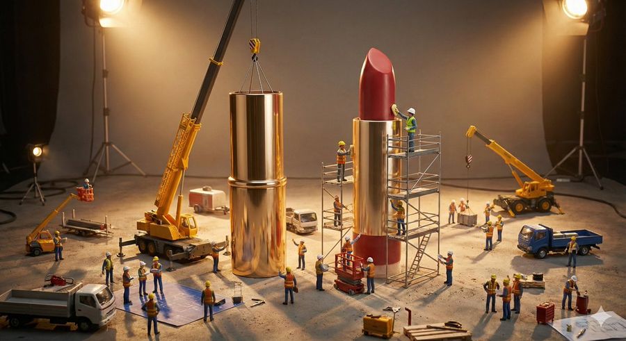 Large-scale Construction Site Where Tiny ENGINEERS / BUILDERS — Nano Banana Pro image prompt example