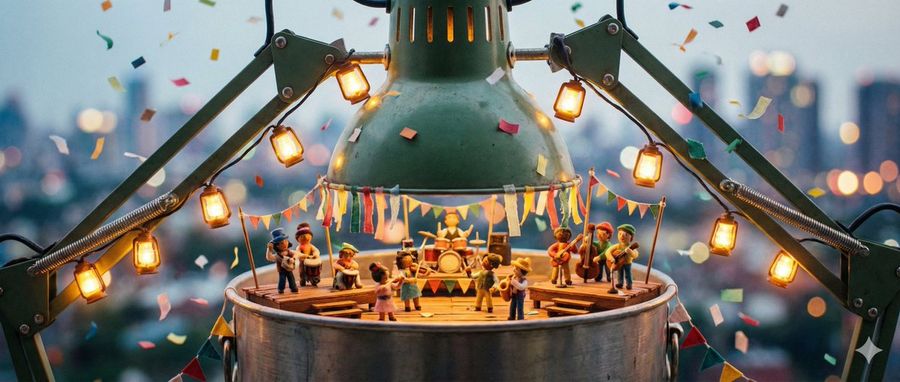 Band of Tiny Gnomes Throwing a Colorful Festival on the Rim — Nano Banana Pro image prompt example