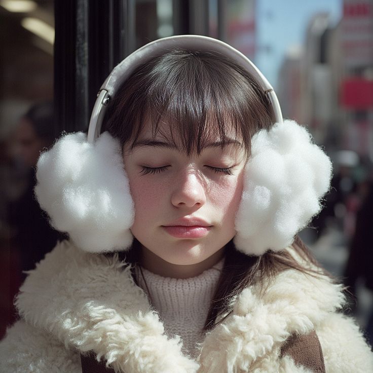 Close-up Portrait of a Young Woman with Her Eyes Closed and a Calm — Nano Banana Pro image prompt example